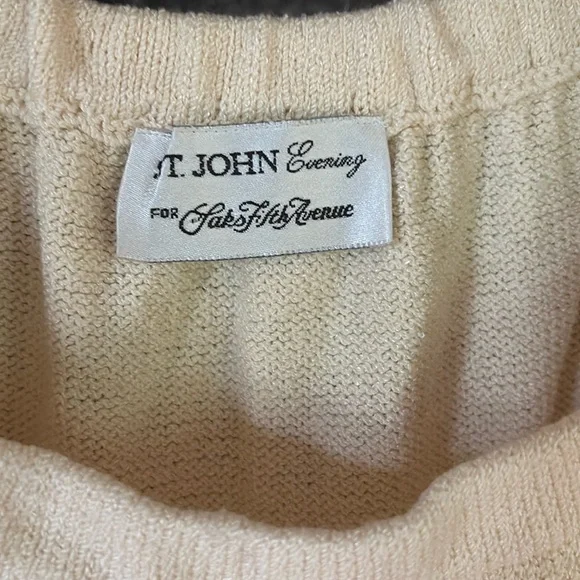 St John Evening Knit Cream Puff Sleeve Dress 10 - Picture 6 of 12